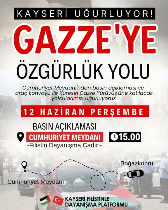 Kayseri'den 10 aktivist Gazze Yürüyüşü için Mısır’a uğurlanacak
