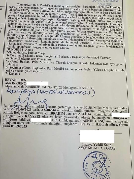 Milletvekili Genç, CHP kurultayı için imza verdi
