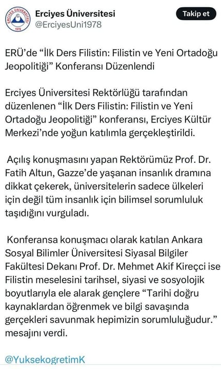 İlk Ders Filistin: Filistin ve Yeni Ortadoğu Jeopolitiği konferansı gerçekleştirildi