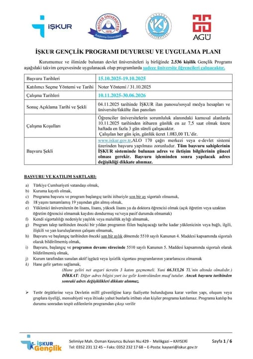 İŞKUR Gençlik Programı başvuruları başladı