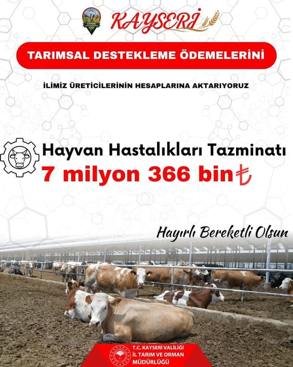 İl Tarım Müdürlüğü’nden 7 milyon lira destek ödemesi