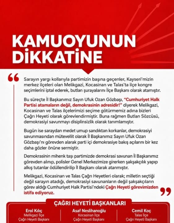 CHP Kayseri'de büyük istifa dalgası yaşandı