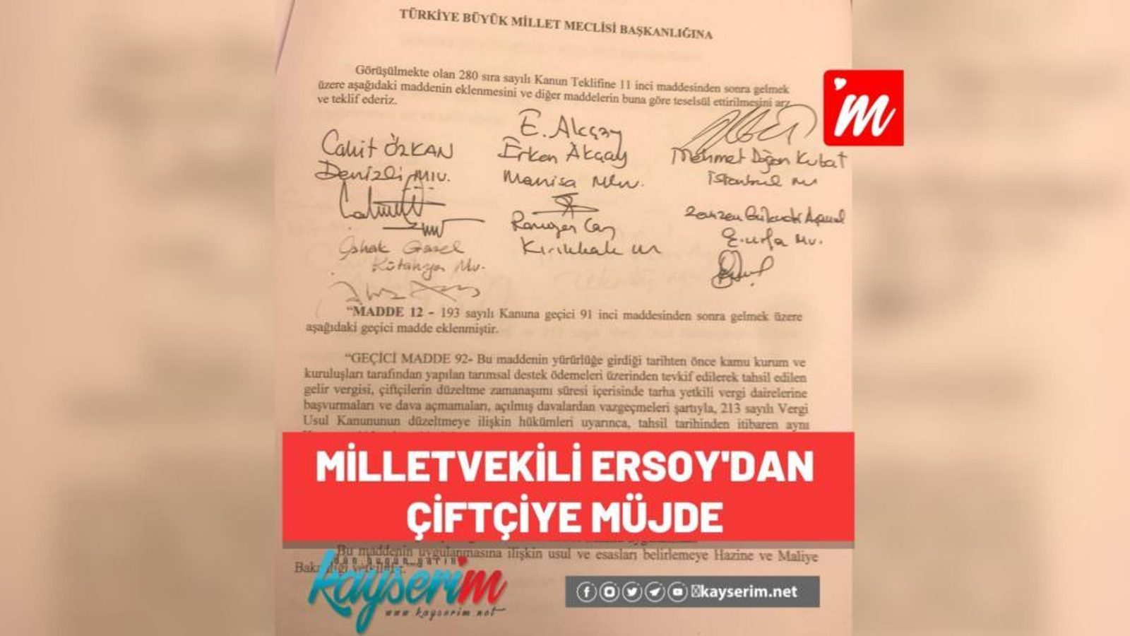 Milletvekili Ersoy’dan Çiftçiye Müjde