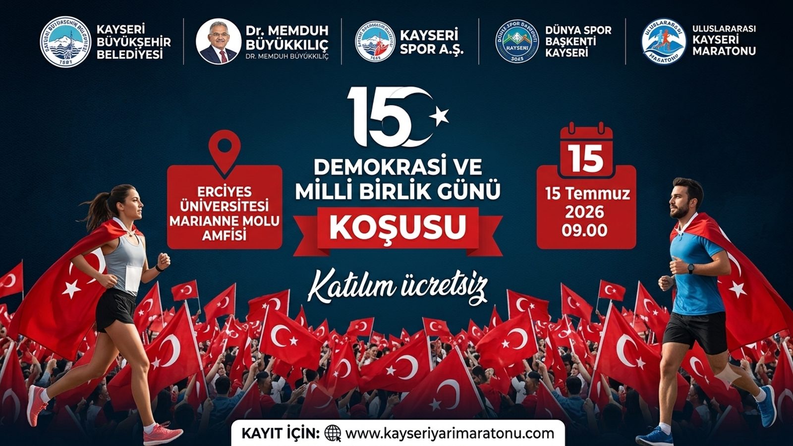 Büyükşehir Belediyesi'nden 15 Temmuz'da ücretsiz koşu