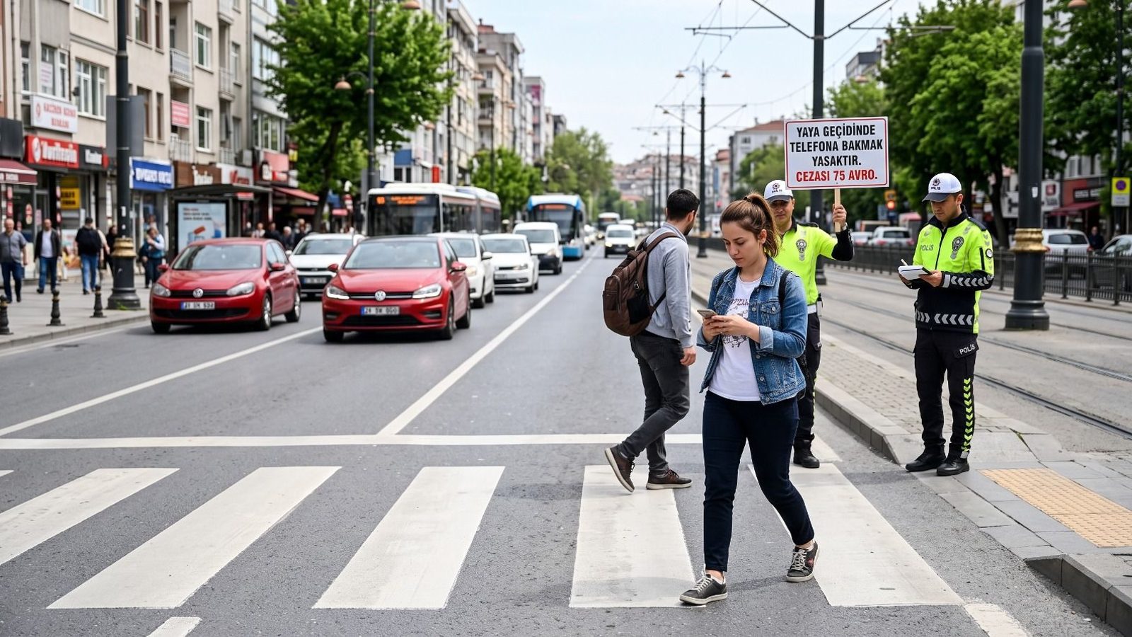 Yaya Geçidinde Telefona Bakana Ceza