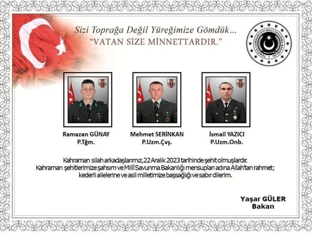 Gerçekleştirilen saldırıda 6 asker şehit oldu, 1 asker ise yaralandı