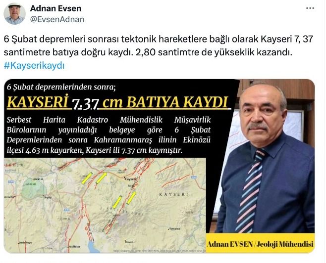 Evsen: “Kayseri 6 Şubat depremleri sonrası batıya kaydı”