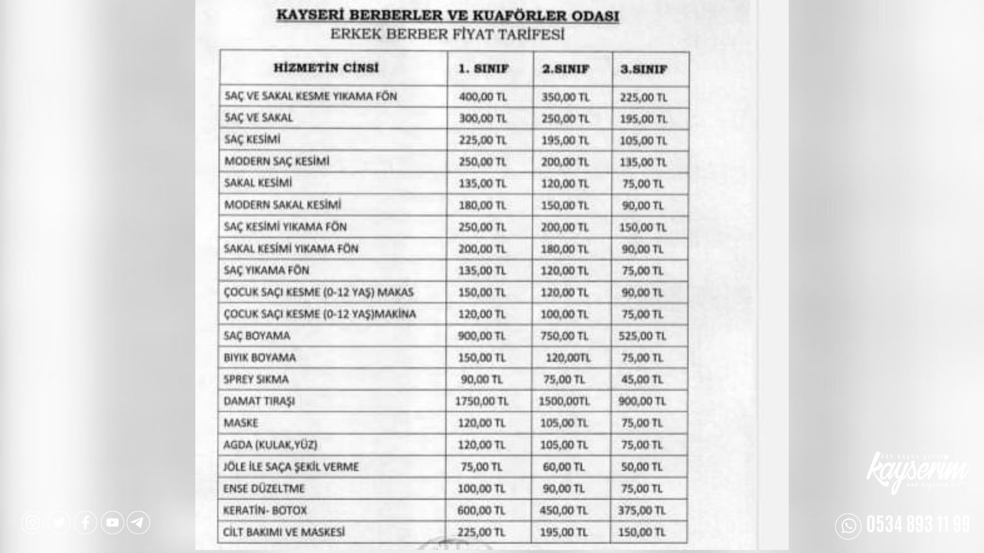 Erkek berberlerine zam geldi