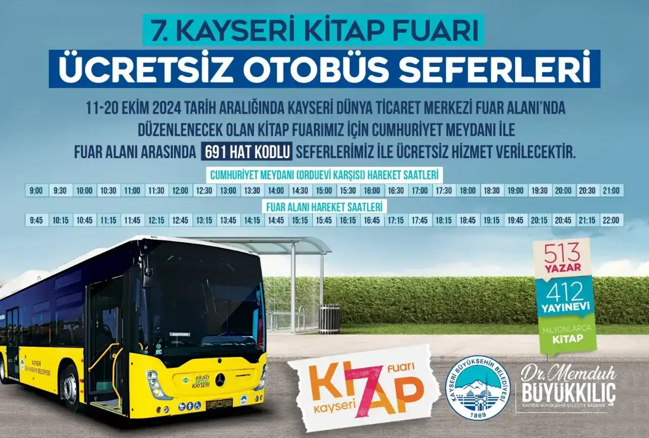 Kayseri Kitap Fuarına ücretsiz ulaşım desteği