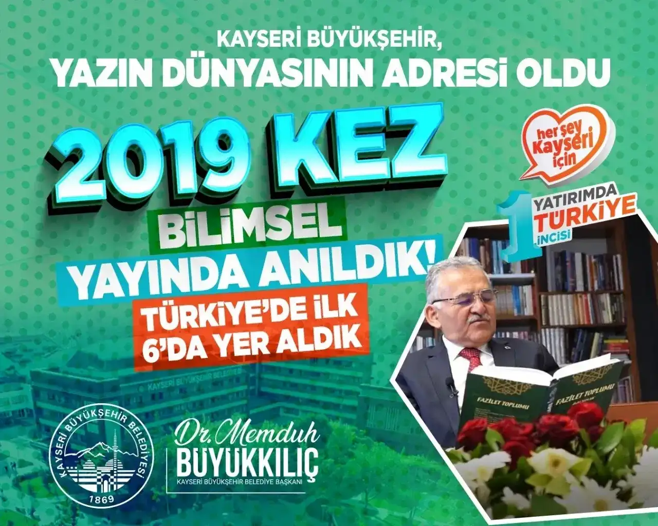 Kayseri, SOBİAD’ın ‘Yayın’ kategorisinde 30 büyükşehir arasında 6’ncı oldu