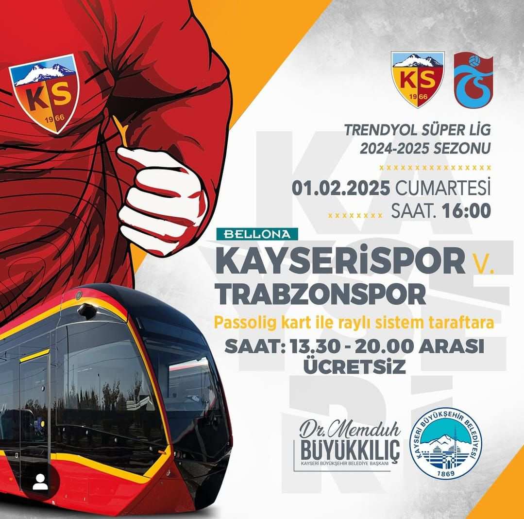 Kayserispor maçı öncesinde ücretsiz ulaşım imkanı