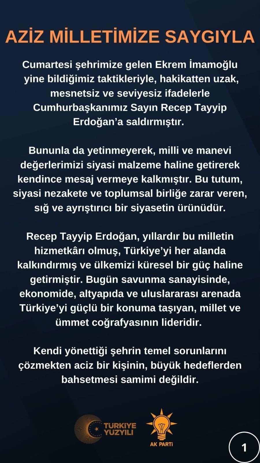 AK Parti İl Başkanlığı: “İmamoğlu’nun Kayseri hakkında konuşması dikkate alınacak bir husus değildir”