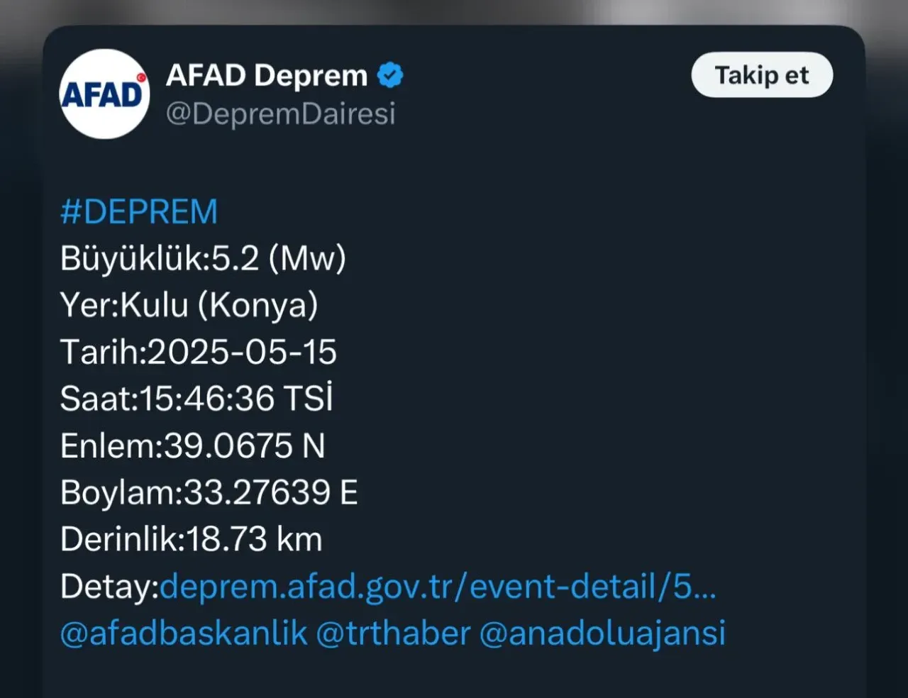Kayseri'de korkutan deprem